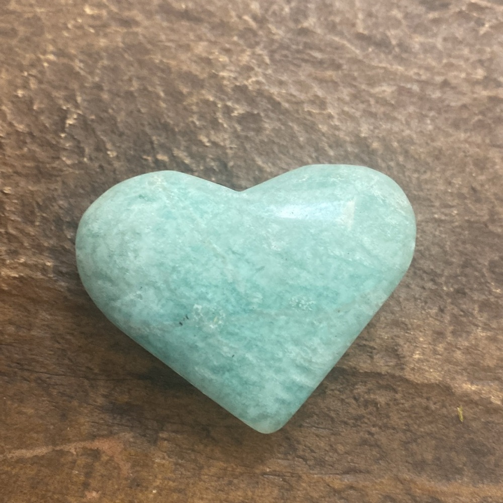 Amazonite puffy heart palm stone crystal